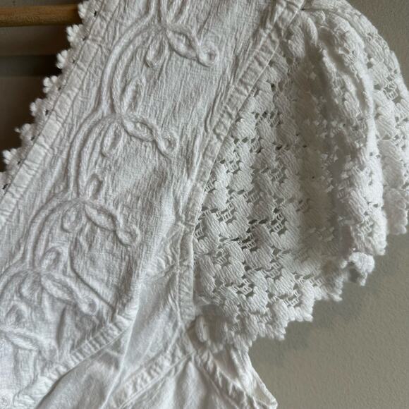 Gretty Zueger Angelica Gauze Embroidered Dress White Ivory S - Picture 5 of 11